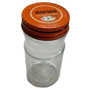 Vintage Sanka Instant Coffee Jar Orange Lid
